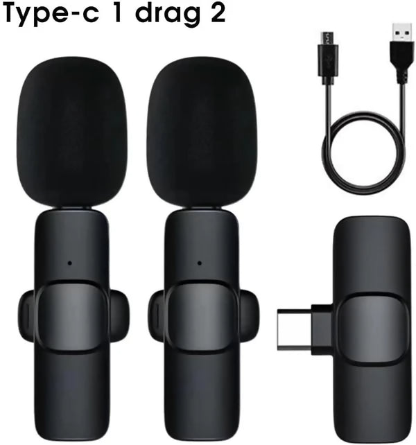 K9 Dual Wireless Lavalier Microphone | Plug & Play USB Type-C | Mic with Auto Sync & Noise Reduction