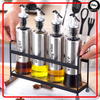 Olive Oil Dispenser Bottle Glass Stainless Steel | Oil and Vinegar Cruet Set | Leak-Proof Kitchen Glass Oil Bottle | 300ml Cooking Oil Vinegar Sauce Bottle with Dropper | Transparent Oil Pot for BBQ Baking Frying Salad