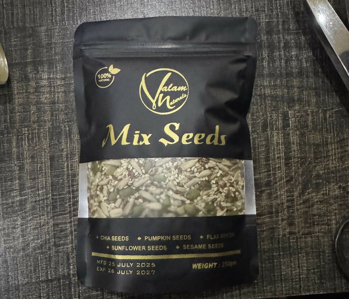 Valam Naturals Mix Seeds 250g – Healthy Blend of Pumpkin, Flax, Sunflower, Sesame & Chia Seeds