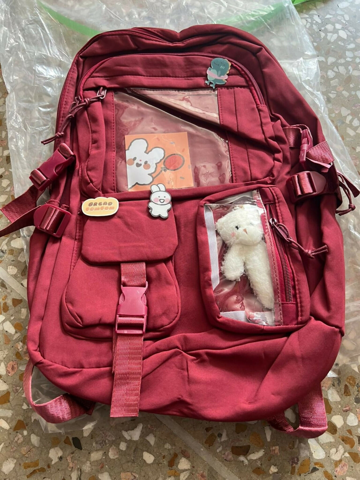 Cute Women Backpack Multi Pocket Canvas School Bag