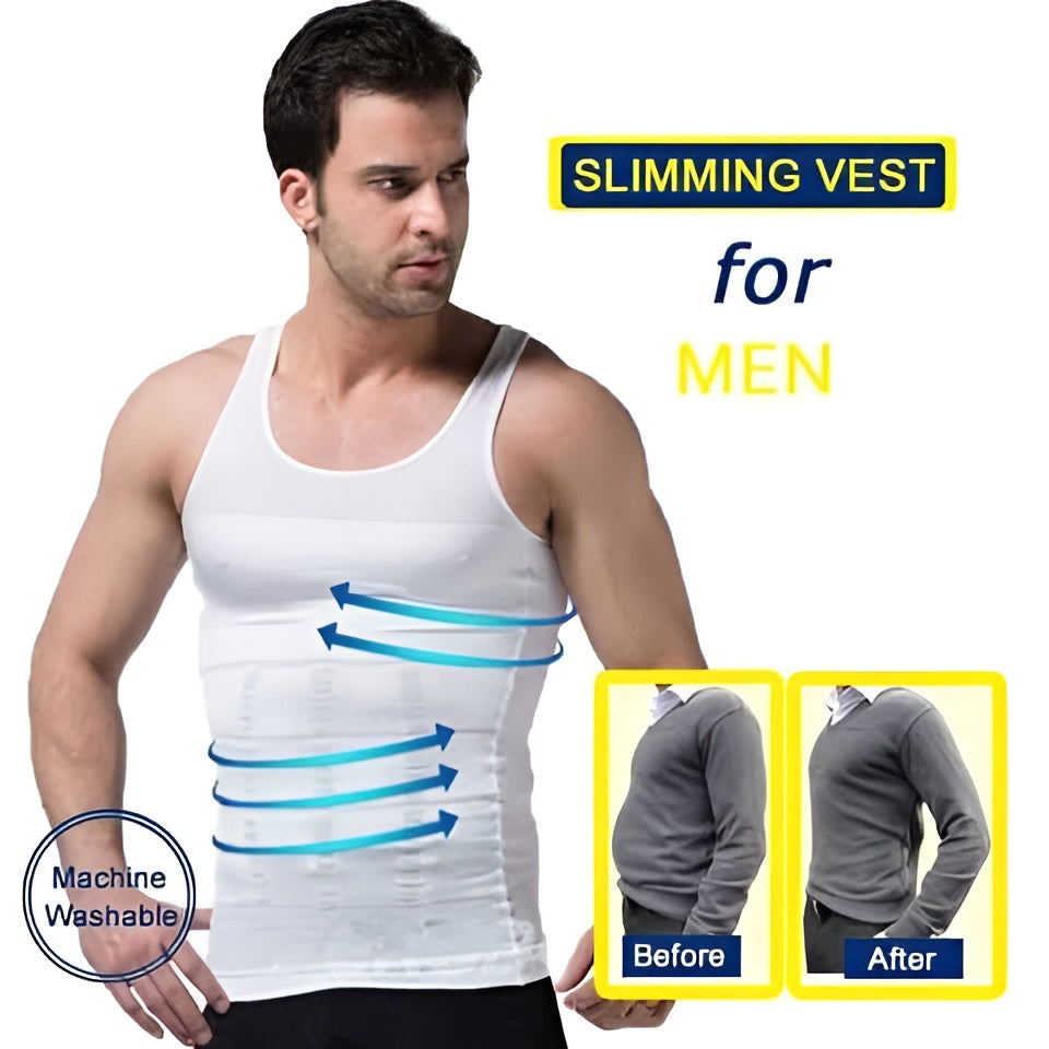 Shirt, Slimming Vest Body Shaper Nylon Spandex Compression for Men