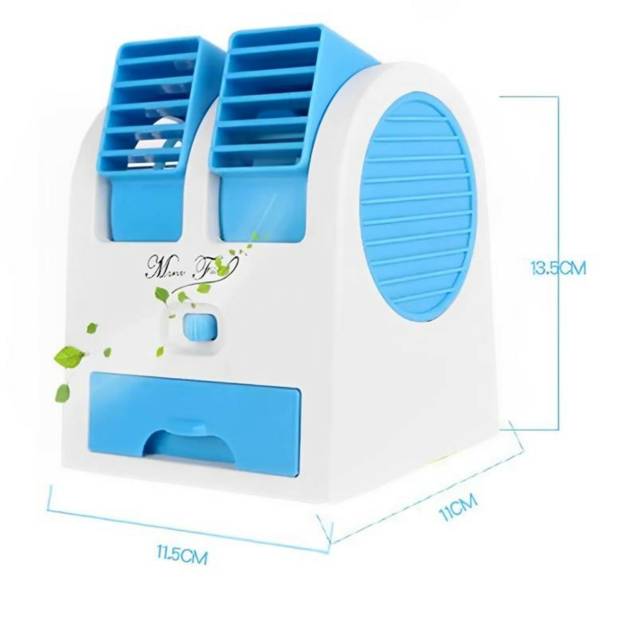 Portable Mini AC Air Cooler – USB & Battery Operated | Dual Blower, Ice Tray & Bladeless Fan