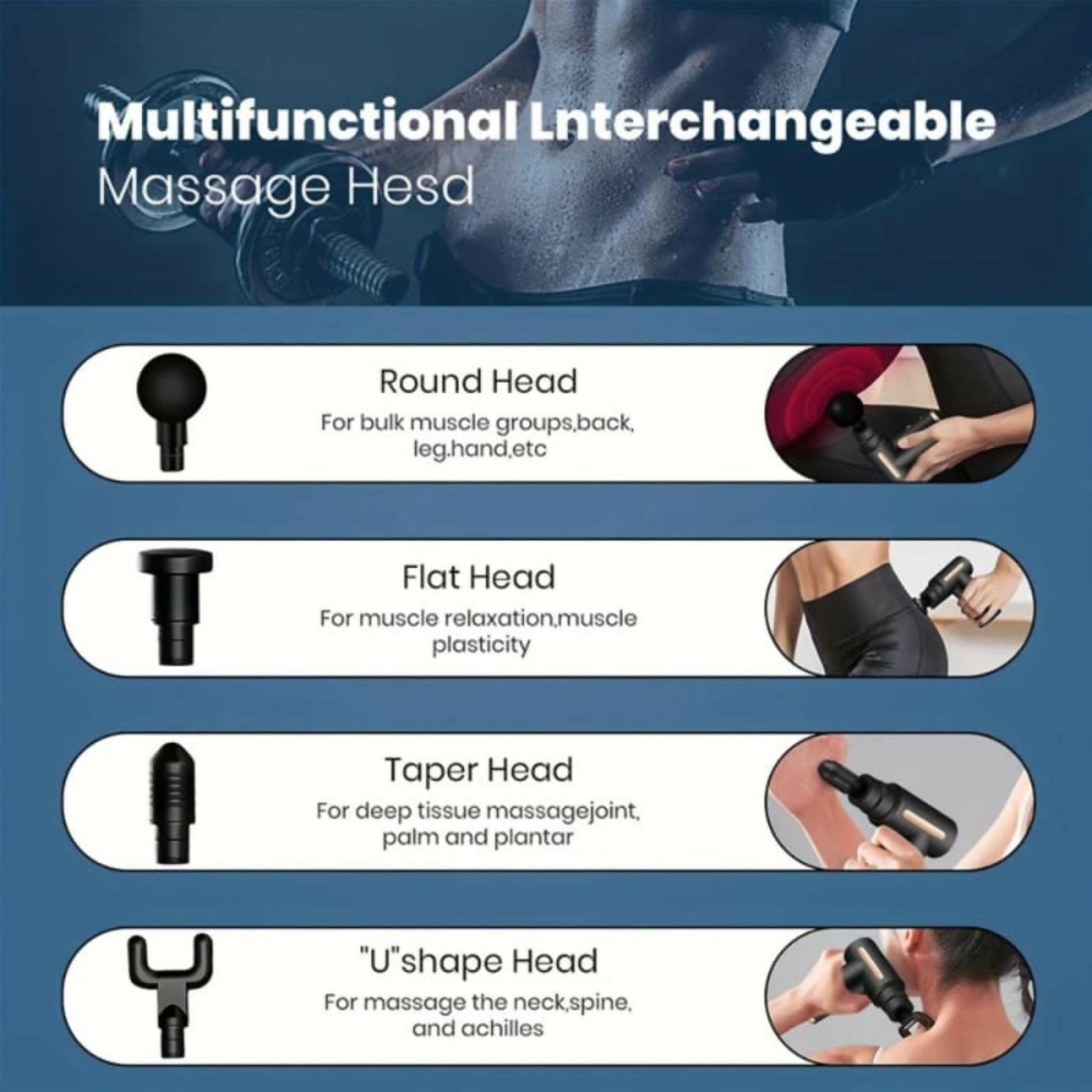 Massage Gun 5 In 1 Multifunctional Electric Full Body Massage Equipment Set - 6 Speeds With 4 Massage Heads For Deep Tissue Relief And Relaxation (Random Color)