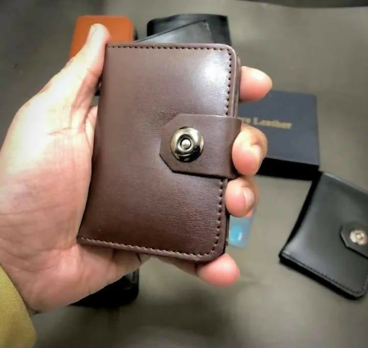 Boy’s Leather Wallet Black Mustard Brown Snap Closure Compact Bifold Wallet for Kids & Teens (Color Black)
