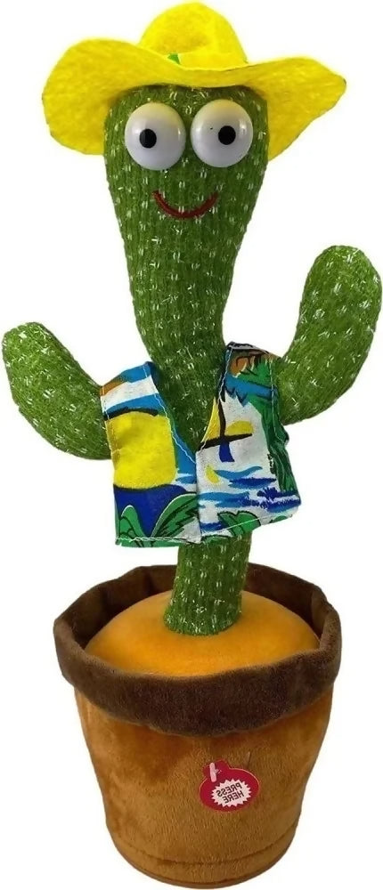 Dancing Cactus Toy – Singing, Talking, Voice Recording Plush with USB Rechargeable Function – Fun Educational Gift for Babies and Kids (Ages 6 Months & Up) – Rechargeable – With Cap