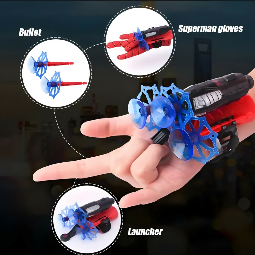 Superhero Shooter Gloves Toy, Soft Bullet Launcher Set, for Kids