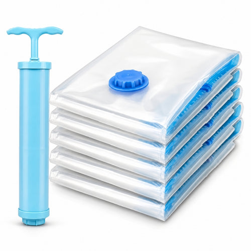 Vacuum Storage Bags with Hand Pump for Clothes & Bedding - 5 Pack