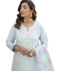Suit, 3-Piece Ensemble, Delicate Embroidery & Ethereal Organza Dupatta, for Women