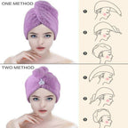 Pack of 2 Super Absorbent Microfiber Hair Towels – Quick Dry Hair Wrap Turban for Women, Long, Thick & Curly Hair