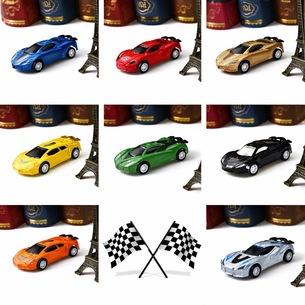 Vintage Style Pull Back Ca,  Multicolor Toy Cars - Set 12 Pieces