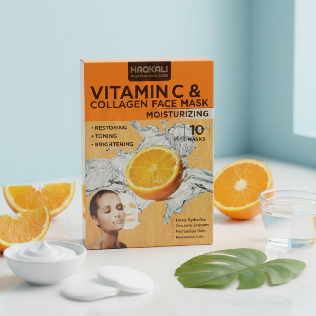 Vitamin C Collagen, Face Masks for Smooth Skin - Set 10 Pack