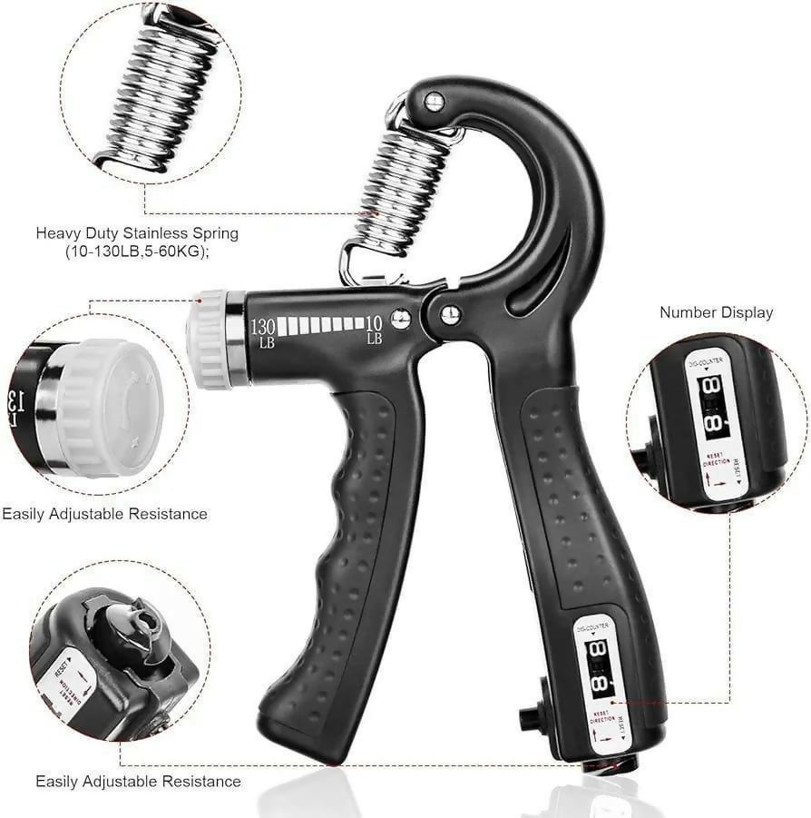 Hand Grip Strengthener Adjustable Resistance Wrist Strengthener Forearm Gripper Hand Workout Strength Trainer | With Counter (Random colour)