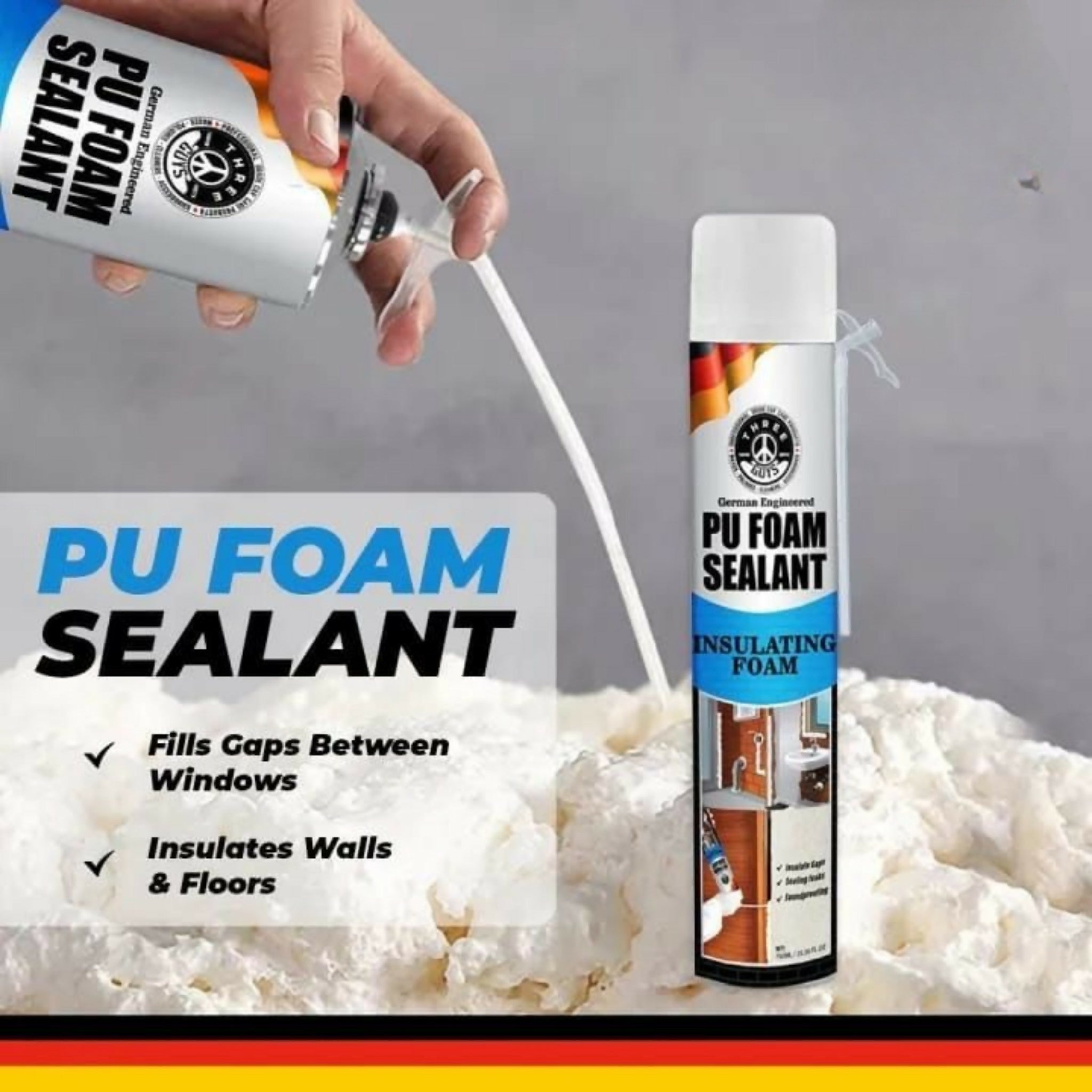 PU Foam Sealant 750ml – Expanding Insulating & Leak-Proof Crack Filler | THREE GUYS