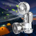 6 in 1 portable outdoor LED camping lantern with fan solar charge rechargeable light
