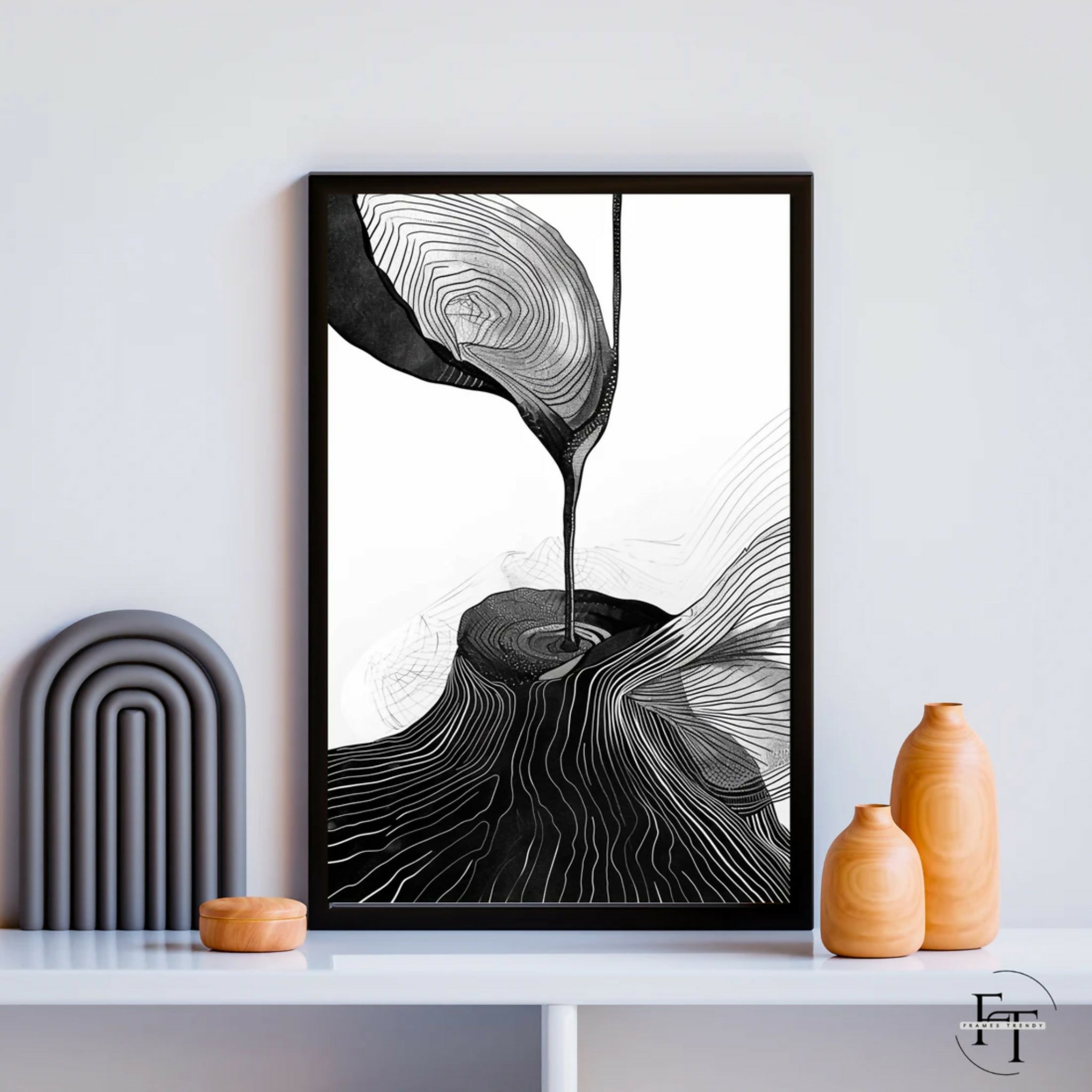 Buy Flowing Contours Line Art - Minimalist Black and White | Action.pk ...