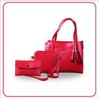 3-Piece Handbag Set, Includes Makeup & Hand Pouch, Ideal for Daily Use