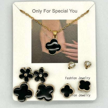 Beautiful 4 Pairs Of Earrings & Necklace Elegant Design