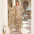 Unstitched Suit, Net Organza Embroidered & Hand-Embellished Dupatta, for Women