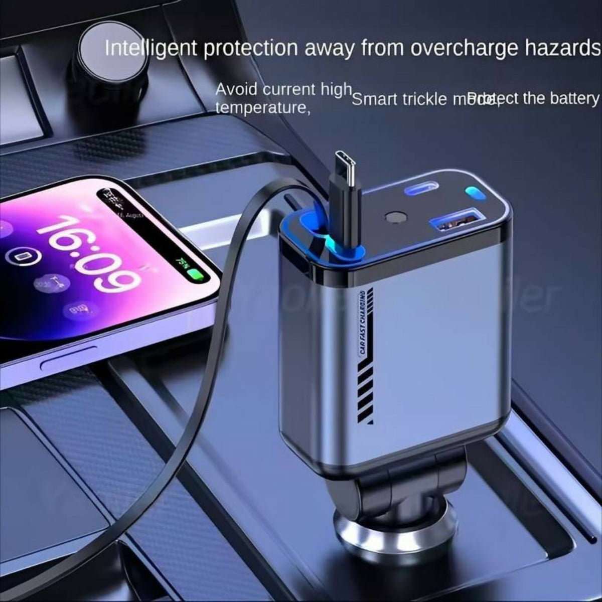 4-in-1 Multi-Functional Car Charger Fast Charging with Star Light | Durable Car Charger