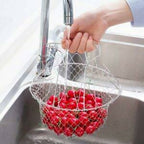 Stainless Steel Multi-Functional Foldable Chef Basket – Deluxe Kitchen Colander, Mesh Steam, Rinse, Strain & Fry Basket