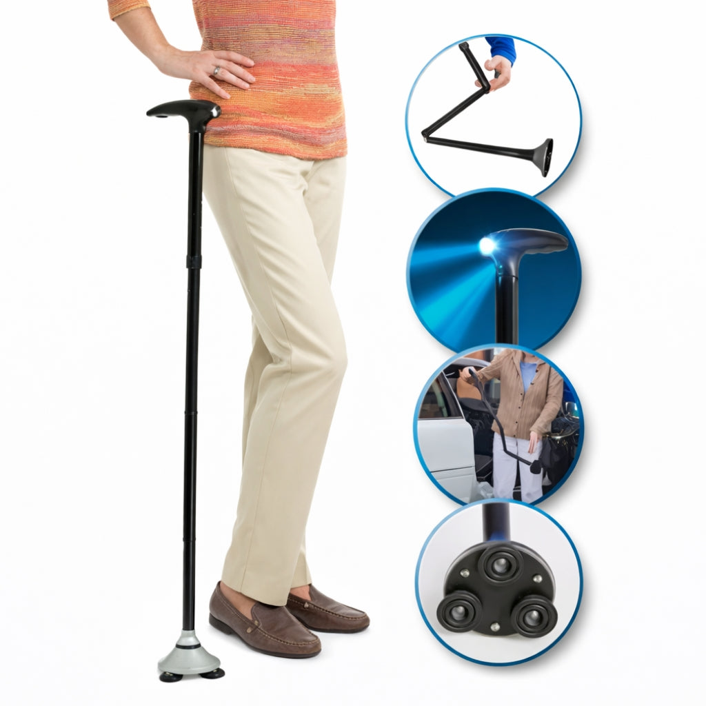 Walking Cane, Adjustable Folding with LED Flashlight