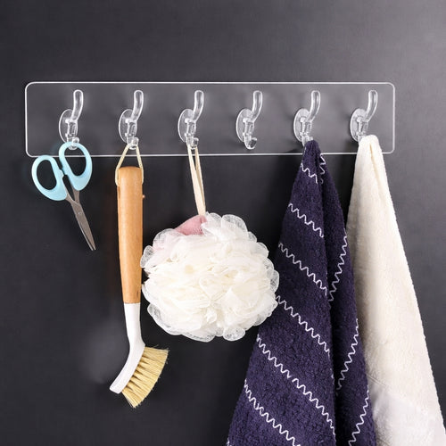 Wall Hooks, Punch Free Transparent Hanger for Clothes and Towels