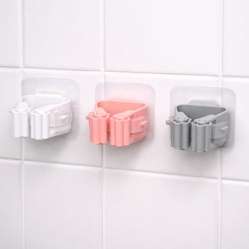 Wall Mounted Mop Holder Self Adhesive Non Slip Waterproof Organizer