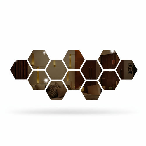 Wall Stickers, Hexagon Mirror Acrylic Geometric Home Decoration