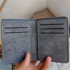 Wallet, GU II Short Slim Black Leather Style for Men