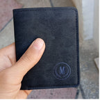 Wallet, GU II Short Slim Black Leather Style for Men
