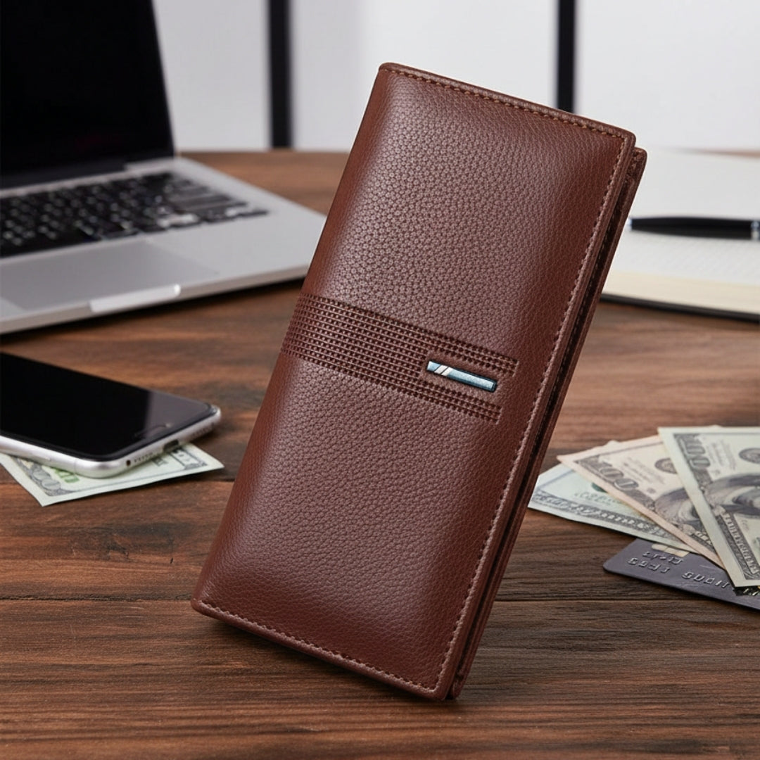 Wallet, GU II Short Slim Black Leather Style for Men