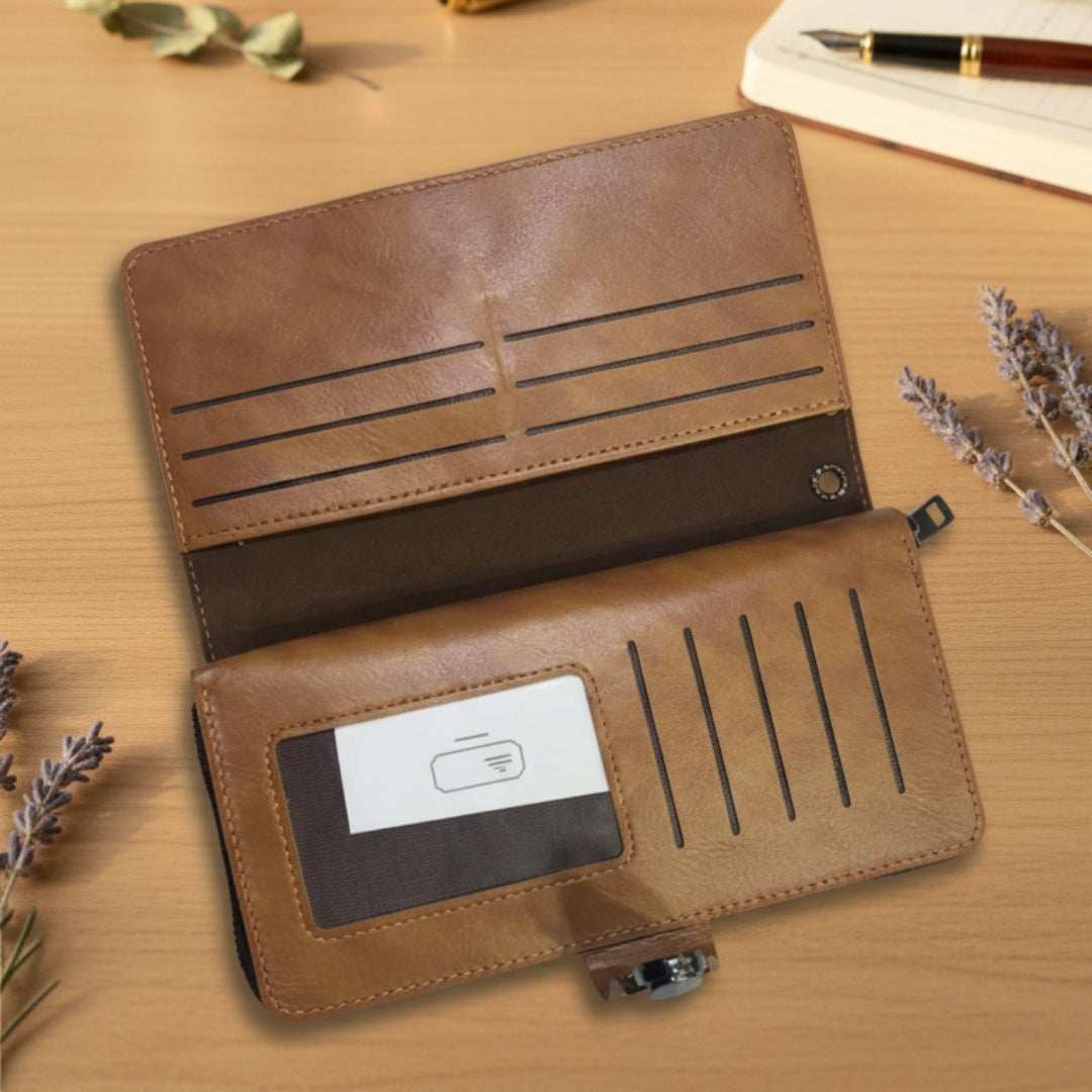 Wallet with Metal Lock Closure