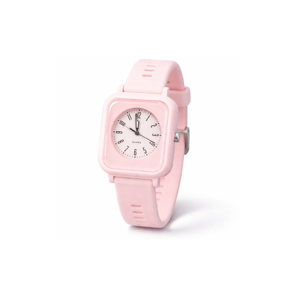 Watch with Silicone Strap, Square Case Quartz for Women