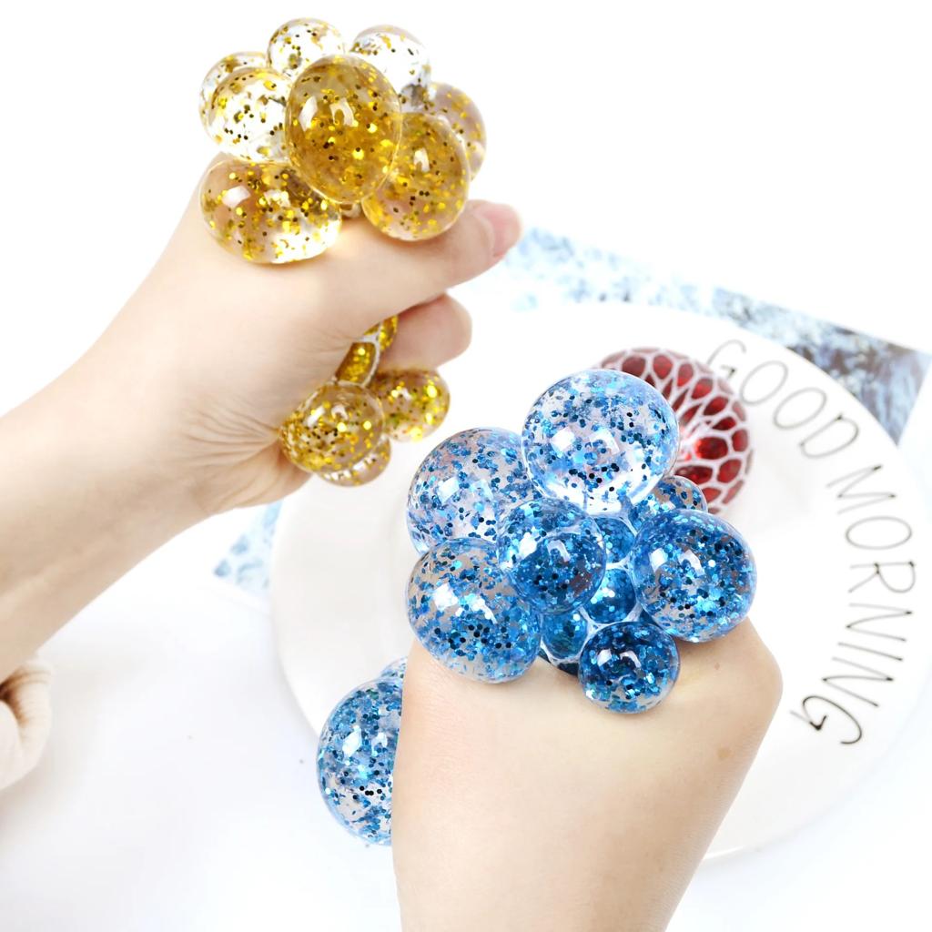 Glitter Orbeez Mesh Ball Soft Squishy Stress Relief Toy