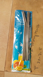 Straw, Reusable Stainless Steel with Cleaning Brush