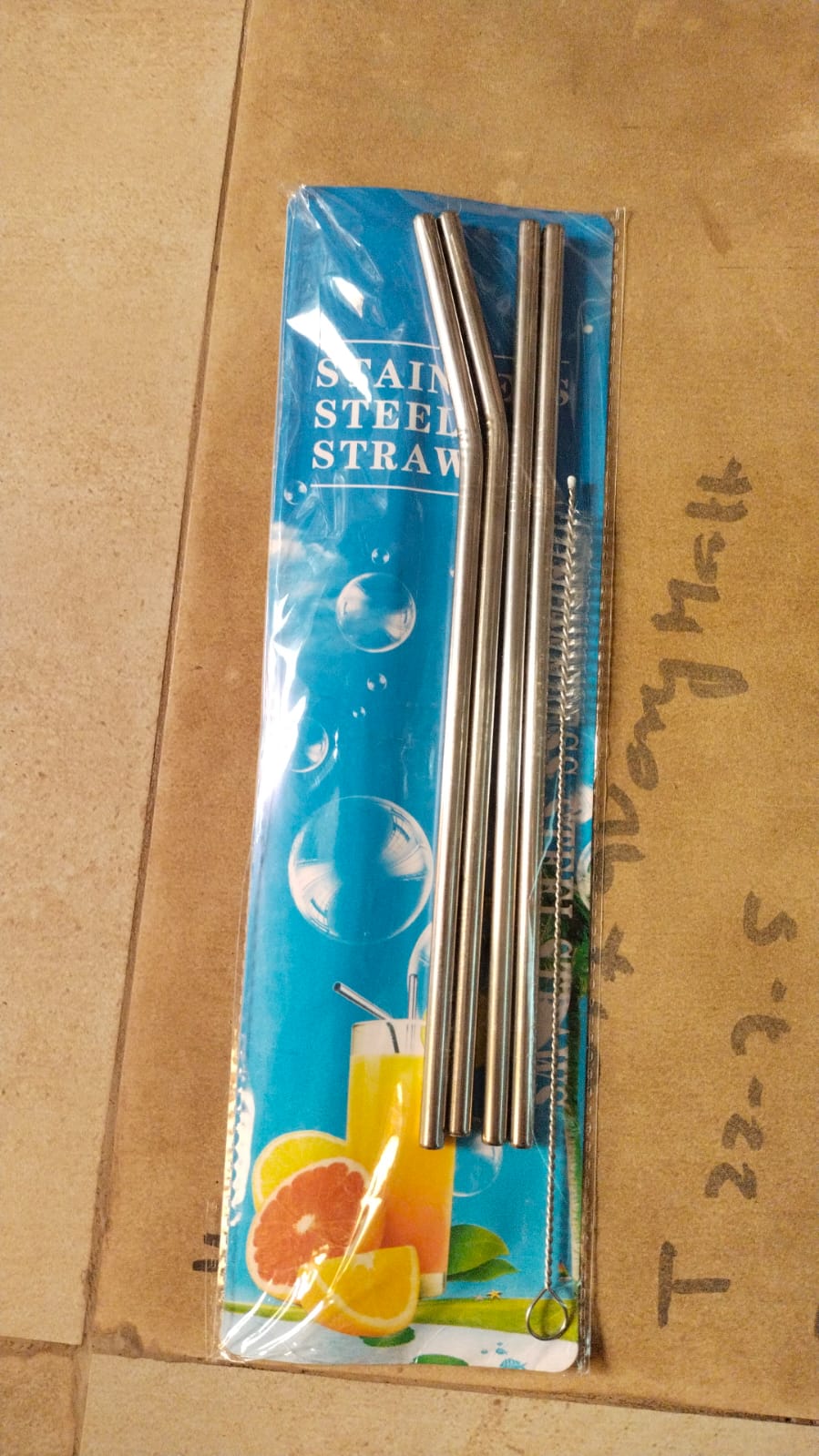 Straw, Reusable Stainless Steel with Cleaning Brush