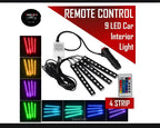RGB Interior LED Lights 4 Strip Ambient Foot Light Kit for Car