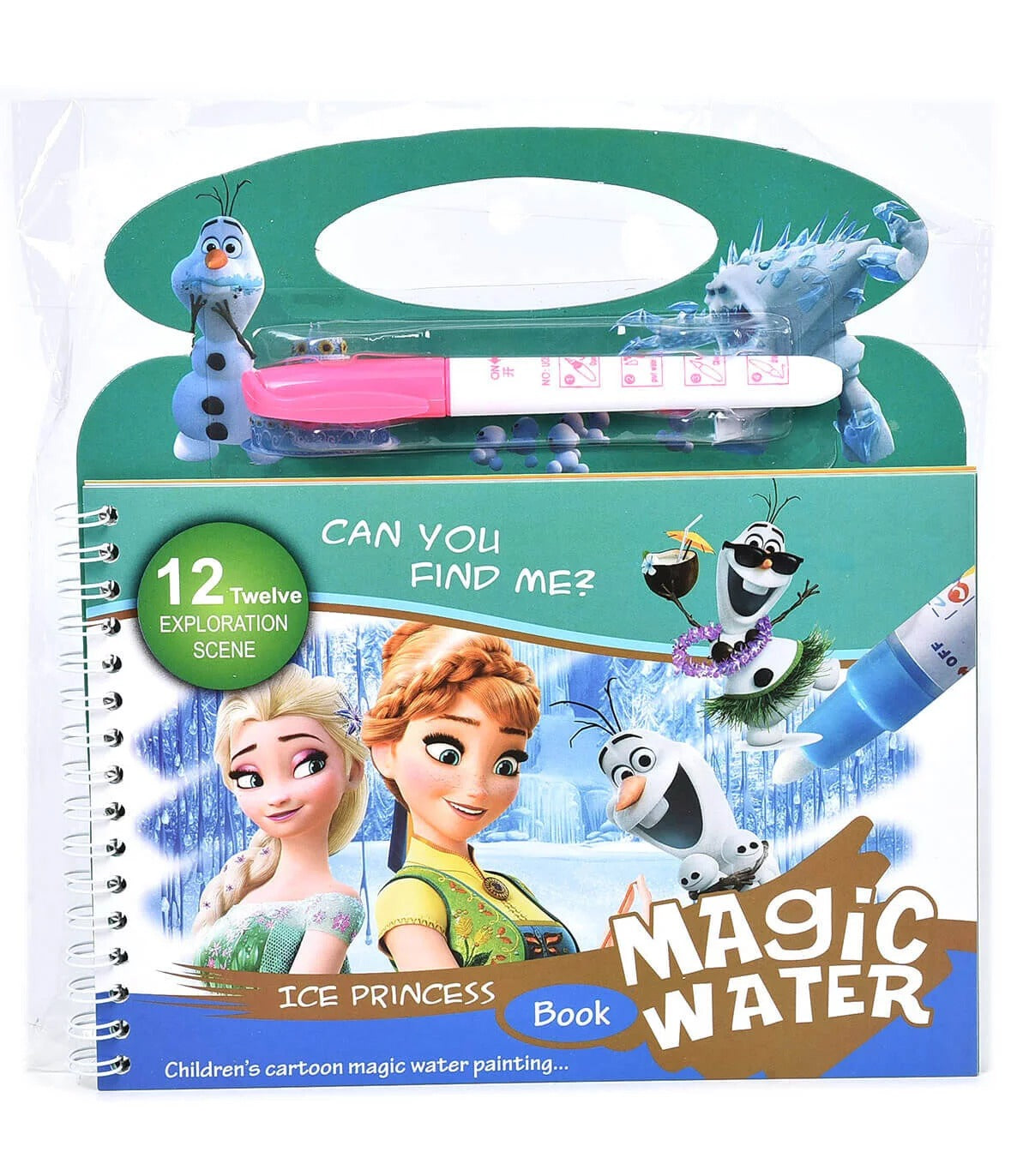 Water Magic Coloring Book with Refillable Water Pen Kids Drawing Book