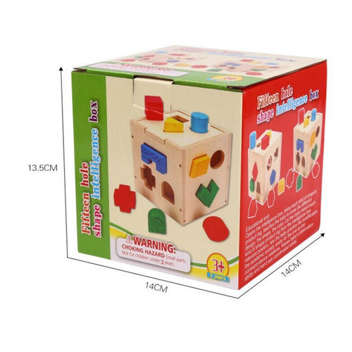 Wooden Shape Sorter Cube, Montessori Learning Toy for Kids