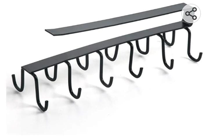 Hanging Shelf Double Row 10 Hooks Cup Holder Kitchen Storage Rack