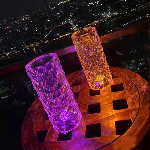 Touch Lamp, Rechargeable Crystal Diamond Table Lamp 16 Color LED