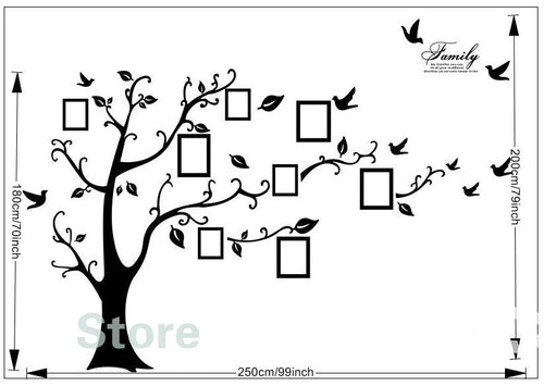 3D Family Photo Tree Wall Sticker Large PVC DIY Wall Decor