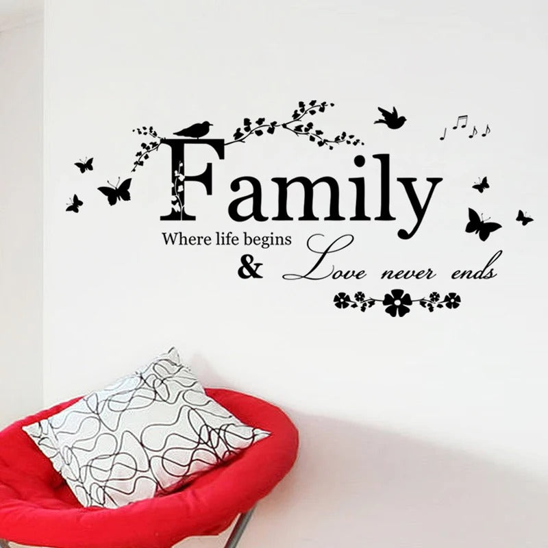 Family Quote Wall Decal Lettering Art Sticker for Living Room Bedroom