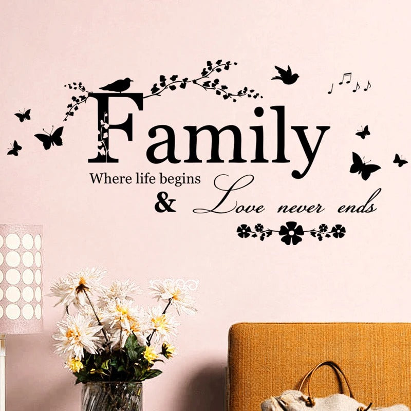 Family Quote Wall Decal Lettering Art Sticker for Living Room Bedroom
