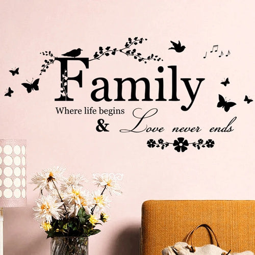 Family Quote Wall Decal Lettering Art Sticker for Living Room Bedroom