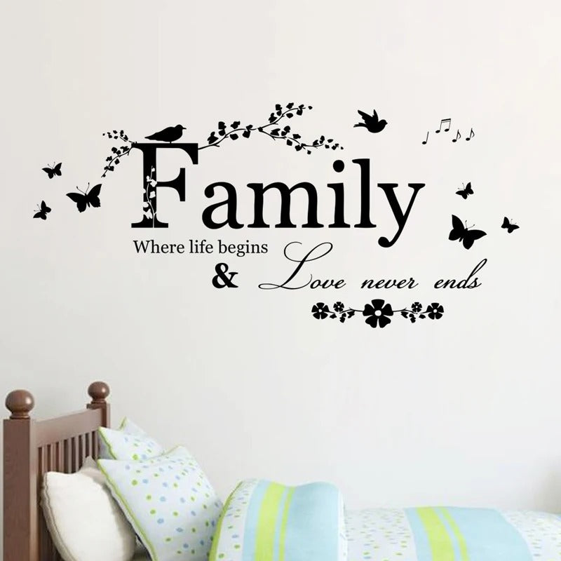 Family Quote Wall Decal Lettering Art Sticker for Living Room Bedroom