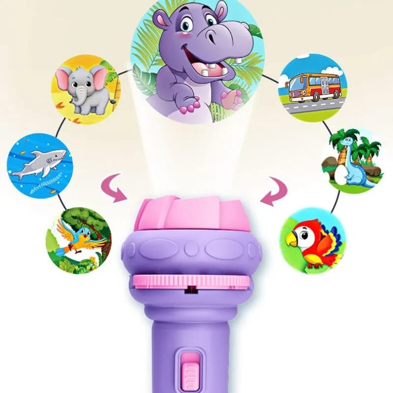 Projection Flashlight Torch, with 24 Cartoon Images Toy for Kids