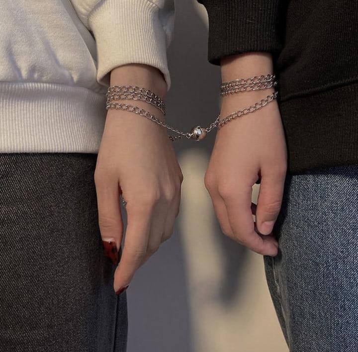 Bracelet, Magnetic and Pendant Set Matching Jewelry for Couple