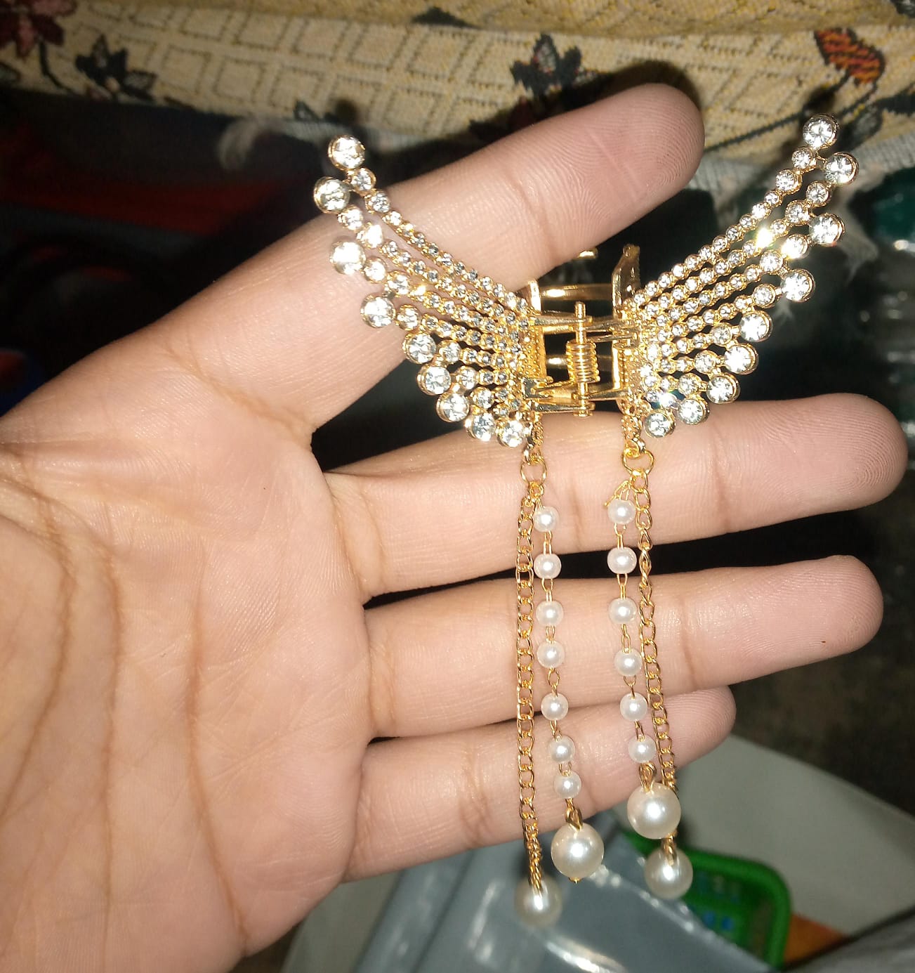 Zircon Butterfly Hair Claw with Long Tassel Korean Style