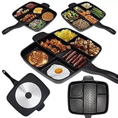 Pancakes, Divided Non Stick Skillet Pan for Eggs and Meals